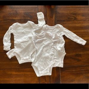 Set of 3 Organic White Onesies